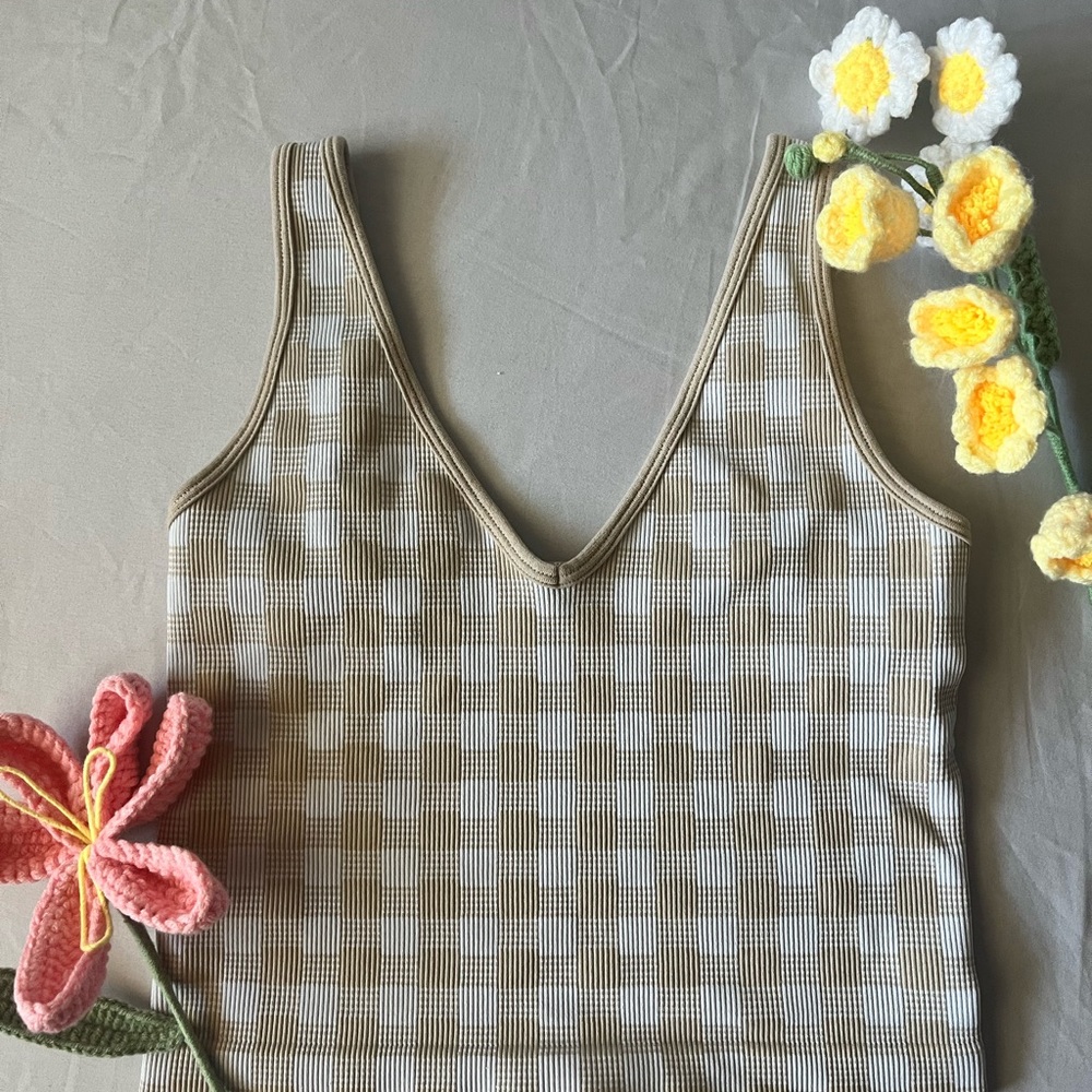 Flora Nikrooz Beige Checkered Tank Top